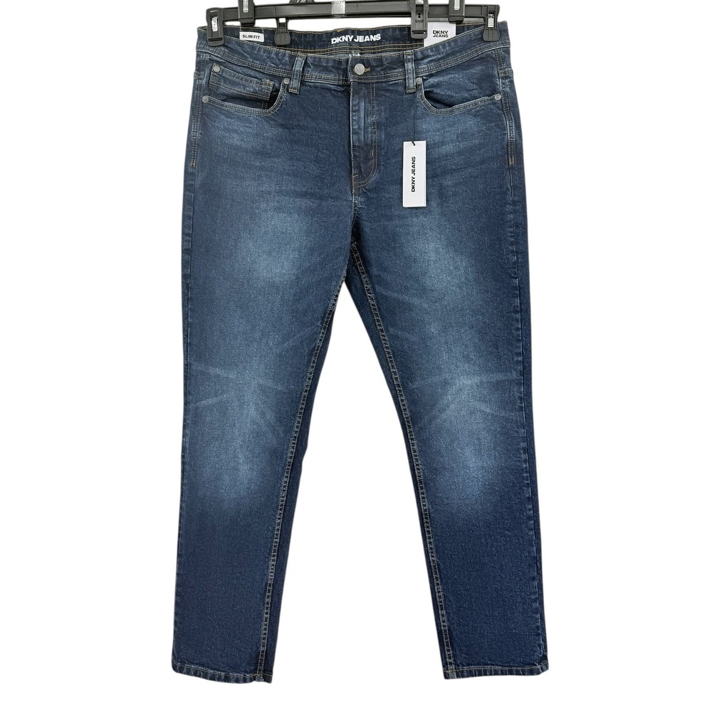 DKNY Jeans Men's Slim Fit/Leg Stretch Denim Jeans Size 38x32 Laguna Blue NWT